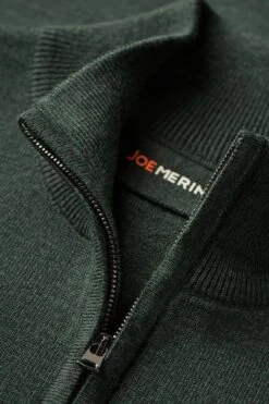 Joe Cardigan 2-Way Zip British Green -Kleding Winkel twowayzip britishgreen detail kraag