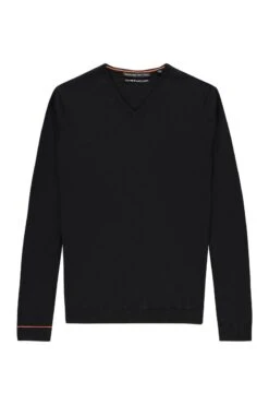 Joe V-Neck Deep Black -Kleding Winkel v neck deepblack detail01