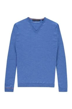 Joe V-Neck Riviera Blue -Kleding Winkel v neck rivierablue detail01