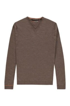 Joe V-Neck Tobacco Brown 7 Joe V-Neck Tobacco Brown -Kleding Winkel v neck tabaccobrown detail01